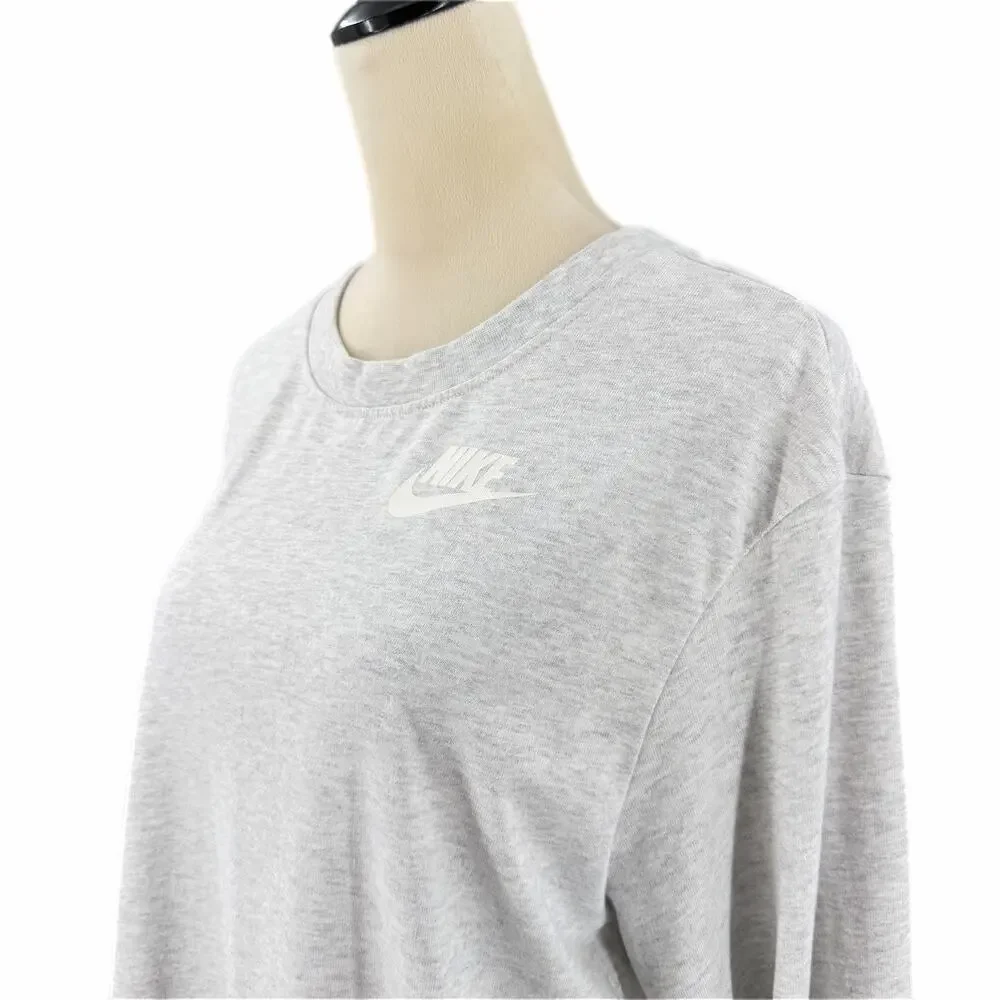 Nike Light Gray Logo Athleisure Lightweight Fall School Simple Sporty Sweatshirt